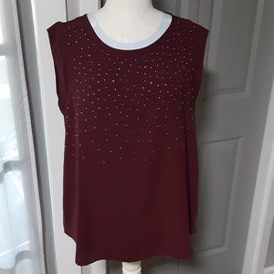 Women APT. 9 Purple Henna Sliver Slv. Top/Embellished Size L-$36.00